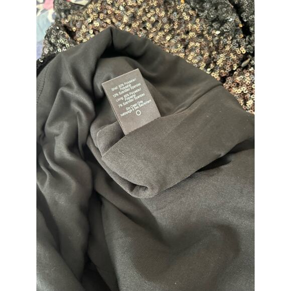 Dress the Population | Sequin Black and Gold Colorblock Party Mini Dress | Sz S - Picture 8 of 8